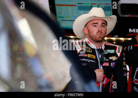 Ft. Worth, TX, USA. 7th Apr, 2016. Ft. Worth, TX - Apr 07, 2016: Austin Dillon (2) hangs out in the garage during practice for the O'Reilly Auto Parts 300 at the Texas Motor Speedway in Ft. Worth, TX. © csm/Alamy Live News Stock Photo