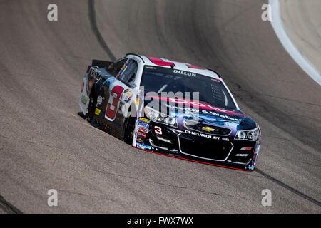 Ft. Worth, TX, USA. 7th Apr, 2016. Ft. Worth, TX - Apr 07, 2016: Austin Dillon (3) practices for the Duck Commander 500 at the Texas Motor Speedway in Ft. Worth, TX. © csm/Alamy Live News Stock Photo