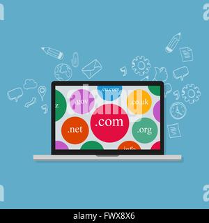 domain subdomain name variation alternative .com .co.uk .org internet Stock Vector