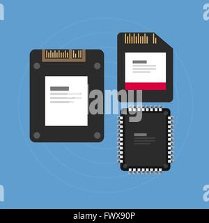flash storage sd card SSD memory Stock Vector