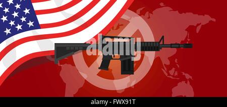 gun control m16 riffle anti war america USA flag Stock Vector