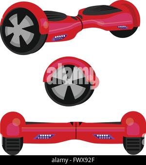hoverboard hover board vector wheel device technology vehicle rie illustration red Stock Vector