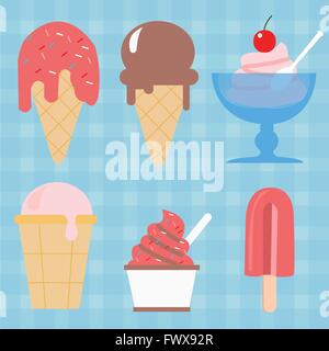 ice cream cone vector icon set illustration sweet dessert popsicle Stock Vector