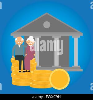 pension retirement fund coin senior investment finance preparation money savings Stock Vector