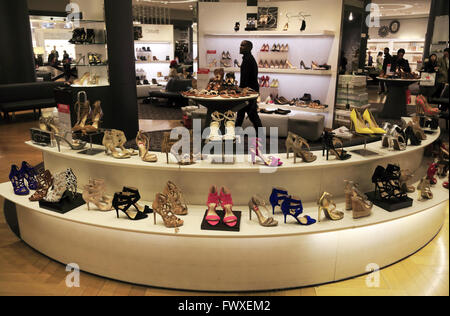 Women shoes department  in Macy's department store in Herald Square,Manhattan, New York City,USA Stock Photo