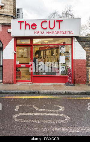 The Cut, Men's Hairdressing Salon in Islington, London, N5 Stock Photo