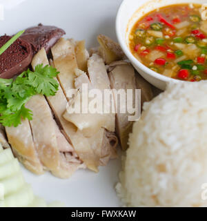 rice steamed with chicken soup Stock Photo