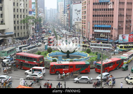 Dhaka 20 march 2016. Shapla Square (Shapla Chottor) is a huge sculpture at the heart of Motijheel in center of Dhaka. Stock Photo