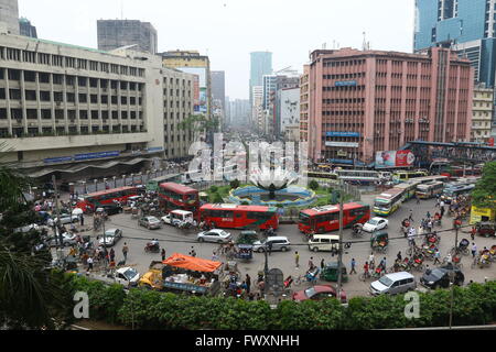 Dhaka 20 march 2016. Shapla Square (Shapla Chottor) is a huge sculpture at the heart of Motijheel in center of Dhaka. Stock Photo