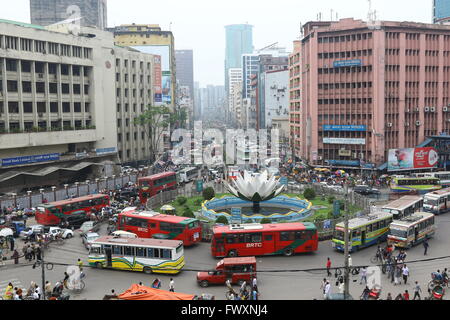 Dhaka 20 march 2016. Shapla Square (Shapla Chottor) is a huge sculpture at the heart of Motijheel in center of Dhaka. Stock Photo