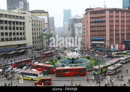 Dhaka 20 march 2016. Shapla Square (Shapla Chottor) is a huge sculpture at the heart of Motijheel in center of Dhaka. Stock Photo