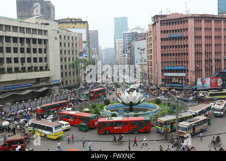 Dhaka 20 march 2016. Shapla Square (Shapla Chottor) is a huge sculpture at the heart of Motijheel in center of Dhaka. Stock Photo