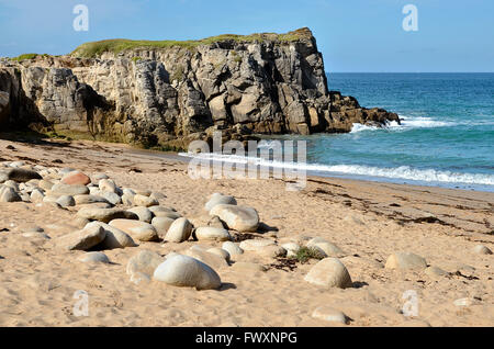 Beach and cliff at Quiberon peninsula in France Stock Photo