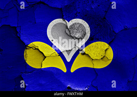 flag of Brussels painted on cracked wall Stock Photo