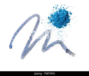 Squiggle of eye pencil and sprinkle of eye shadow Stock Photo