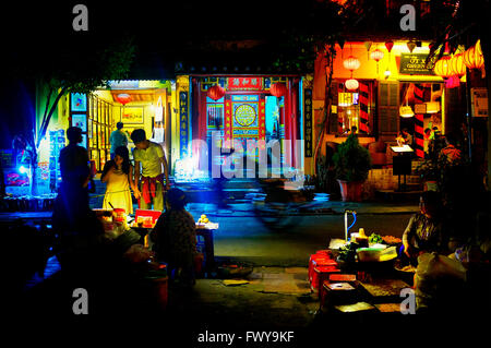 Nguyen Thai Hoc street at night, Hoi An, Vietnam Stock Photo