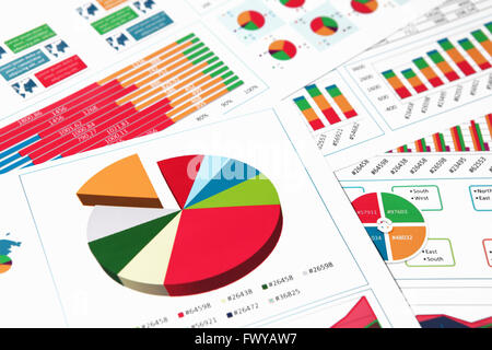 Financial paper charts and graphs in report Stock Photo