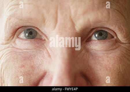 senior woman grandma eyes looking to camera close up portrait Stock Photo