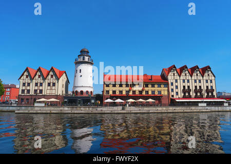 The historic city center of Kaliningrad, Fishing Village, Russia Stock Photo