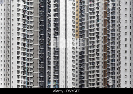 Sky scraper front, Ping Shek Estate, housing development from 1970, Kwun Tong District, Kowloon, Hong Kong, China Stock Photo