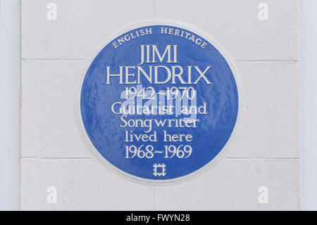 Blue Plaque of Jimi Hendrix on Brook Street in Mayfair, London England United Kingdom UK Stock Photo