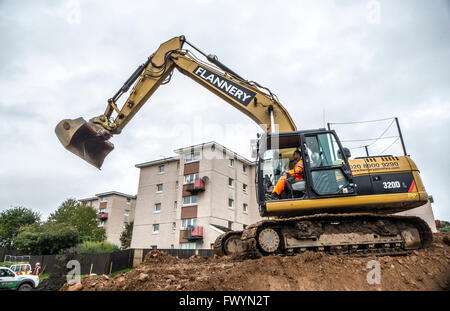 Diggers working in Quarry for Borders railway Construction, Scotland Stock Photo