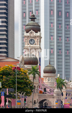 Dataran Merdeka, symbol of Independent Square, and high rises in downtown, Kuala Lumpur, Malaysia Stock Photo