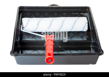 roller for painting walls in a tray isolated Stock Photo