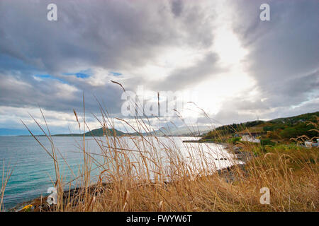 Clouds are gathering over the coast near Harstad in northern Norway. Stock Photo