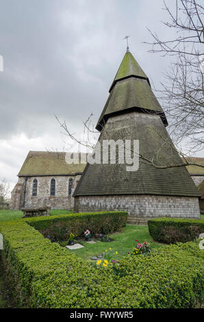 The bell tower of Saint Augustines church, Brookland, Romney Marsh,  Kent Stock Photo