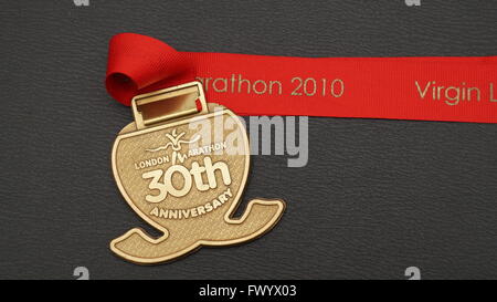 Reverse of the 30th anniversary London Marathon medal Stock Photo