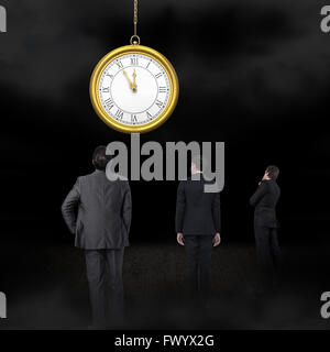 Thinking businessman touching chin Stock Photo