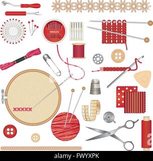 Sewing and needlework accessories 1 Stock Vector