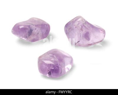 Amethyst shot from three angles isolated on white background. Stock Photo