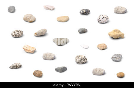 Set of a plenty stones isolated on white background. Stock Photo