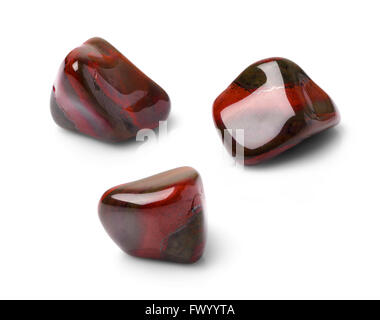 Red tiger eye polish gem shot from three points of view. Stock Photo