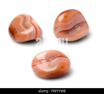 Sardonyx shot from three points of view isolated on white background. Stock Photo