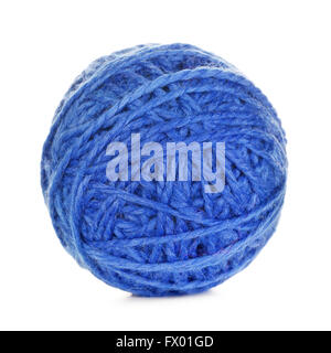 Blue yarn ball, isolated on white background Stock Photo