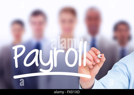 Composite image of businessman in shirt writing with a marker Stock Photo