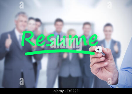 Composite image of concentrated businessman writing with marker Stock Photo
