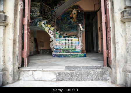 Stairs of a building in Old Havana Stock Photo