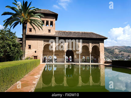 Palace of the Partal, also called Tower of the Ladies, is the very oldest palace dating from the early 14th century in the Alham Stock Photo