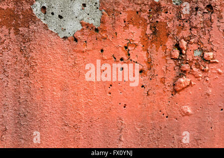 Orange black white painted chappy wall texture background. Stock Photo