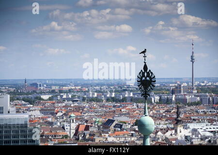 Cityscape of Austrian capital Vienna from Stephansdom blue sky Stock Photo