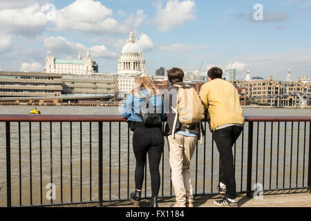 A view of St. Paul's Cathedral from London's Bankside area near the Tate Modern Museum Stock Photo