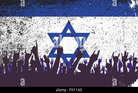 Audience happy reaction with the Israel flag background Stock Vector