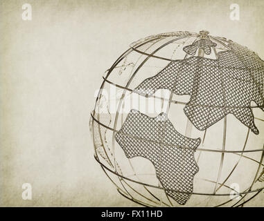 Earth globe on Old antique vintage paper background Stock Photo - Alamy