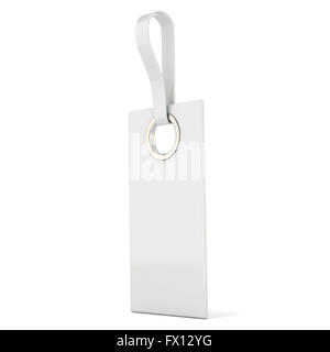 White plastic label. Vertical. 3D render illustration isolated on white background Stock Photo