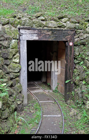 Entrance to underground railway tunnel network on the French side of the Butte de Vauquois, Meuse, France. Stock Photo