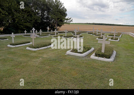 General view over the graves in the Souain L'Opera French National Cemetery at in France. Stock Photo